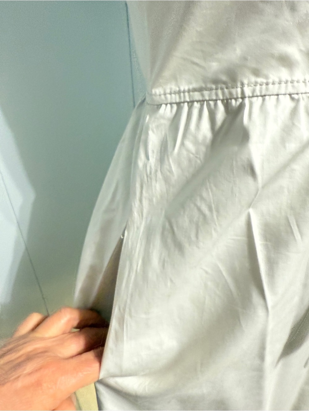 J. Crew 100% Cotton Light Gray Midi Dress with tie front for better fit - Picture 5 of 6
